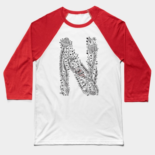 Letter N (Buu&Luu Alphabet) Baseball T-Shirt by yuliia_bahniuk